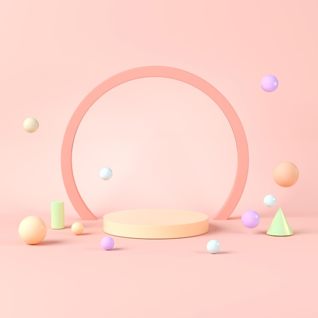 Scène et géométrie avec rendu 3d de fond orange