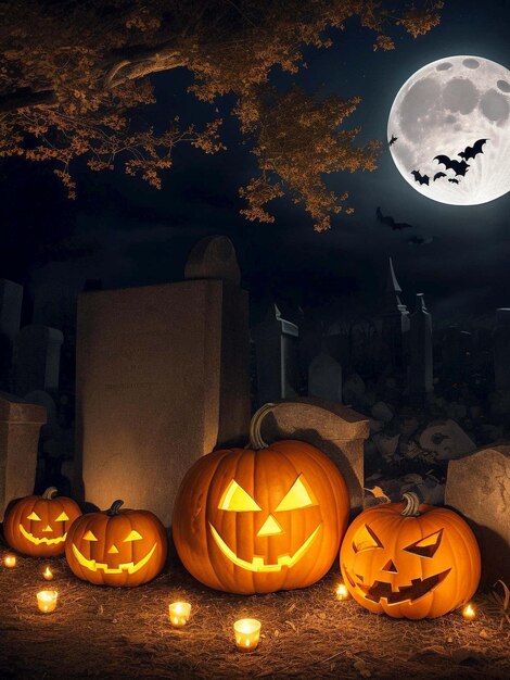 Photo scène d'halloween au cimetière