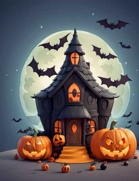 Scène d'Halloween dans une maison effrayante