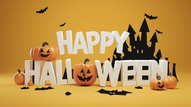 Une scène d'Halloween vibrante contre une toile jaune vif générée par ai