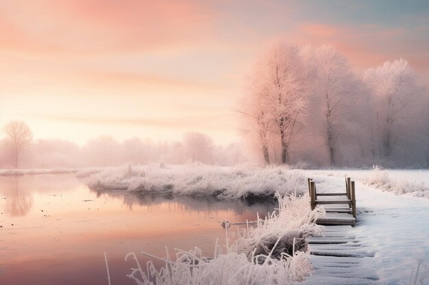 Photo une scène d'hiver calme