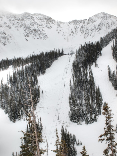 Scène d'hiver enneigée haut dans la montagne. Montagnes Rocheuses du Colorado aux États-Unis.