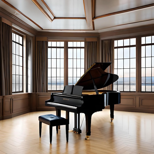 Photo scène intérieure élégante avec piano à queue