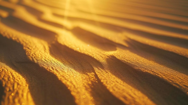 Photo une scène magique de lumière dorée et de délicates formations de dunes éclairées au coucher du soleil