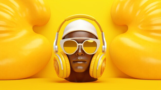 Photo scène de maquette d'écouteurs et de lunettes de soleil