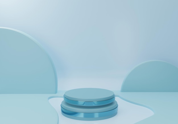 Scène de maquette minimaliste de fond de forme de géométrie abstraite minimale de podium bleu 3D pour le produit