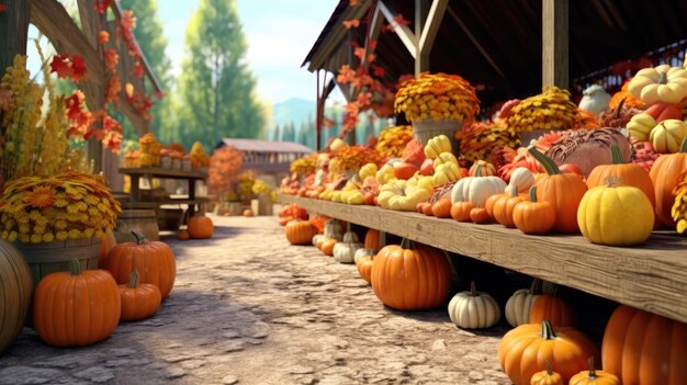 Photo une scène de marché d'automne