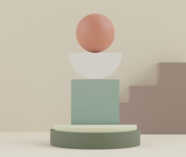 Scène minimale abstraite 3d de l'affichage du podium pastel