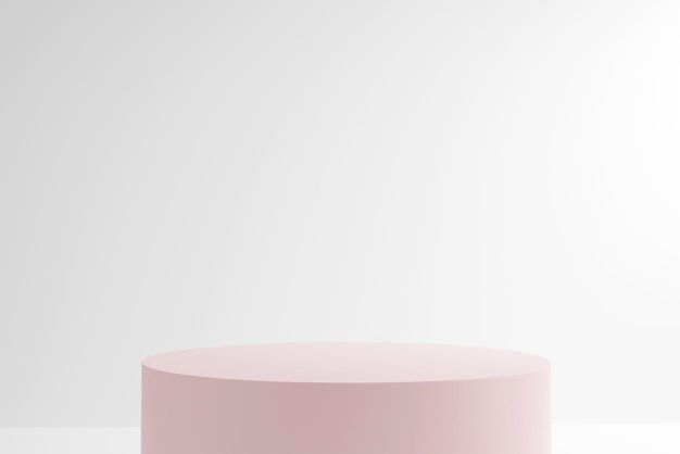 Scène minimale abstraite avec des podiums de cylindre dans des couleurs rose crème d render