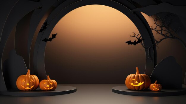 Scène minimale du podium d'Halloween en 3D Arrière-plan étrange pour la présentation du produit