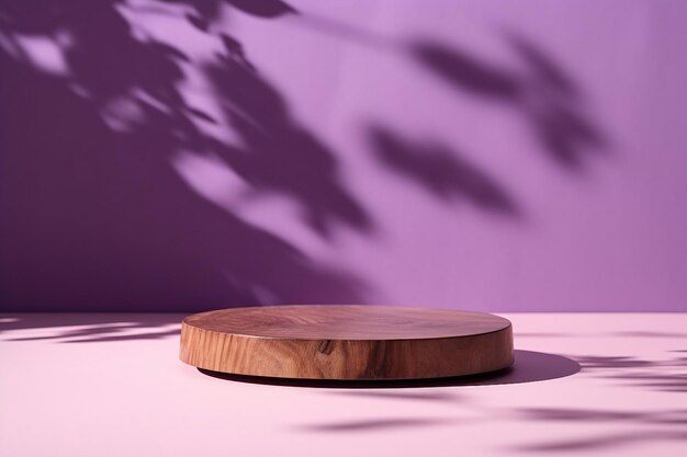 Scène minimaliste abstraite avec des formes géométriques podium sur fond violet avec des ombres