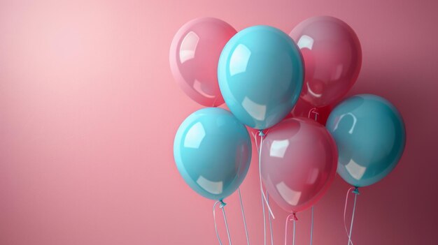 Une scène minimaliste sur le thème des ballons mettant en évidence un cadre propre et des ballons flottants