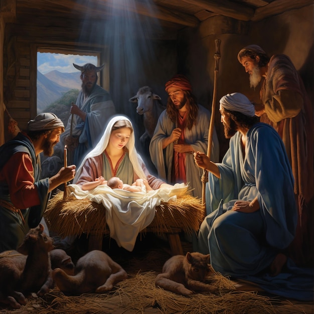 la scène de la nativité contient la scène de jésus