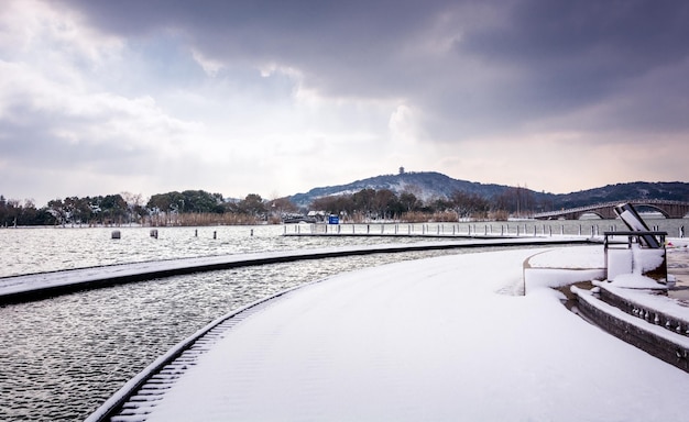 Scène de neige de parc d'hiver