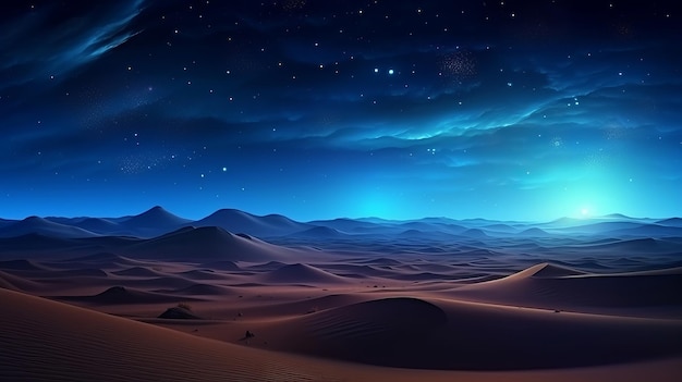 Scène nocturne avec décollage Le sable se lève Déconcertant Progressed Foundation avec Blue Point Starry Sky Ressource créative générée par l'IA