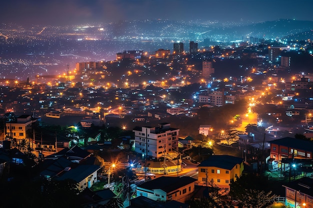 Photo scène nocturne des lumières de la ville