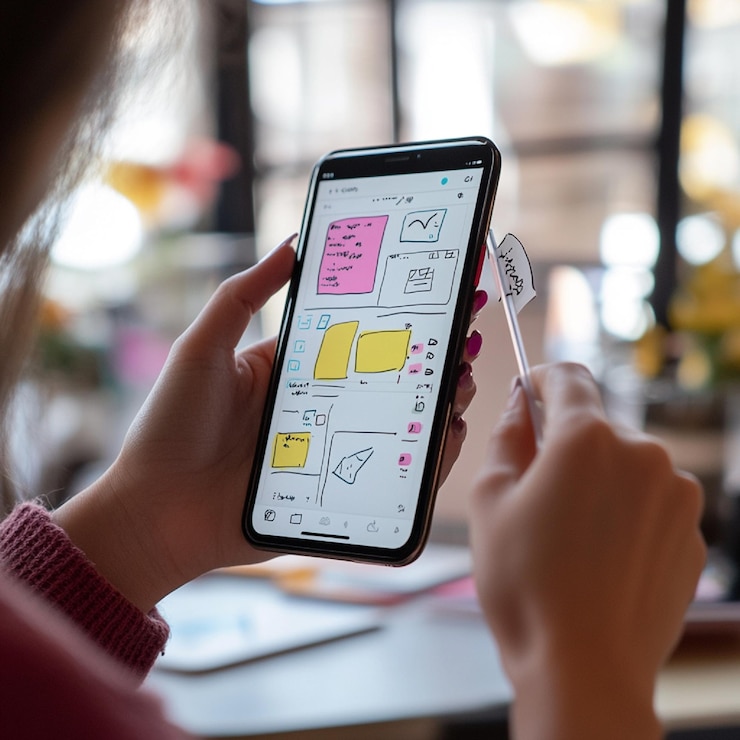 Photo une scène d'une personne utilisant une application de prise de notes numérique pour noter des idées et des tâches3
