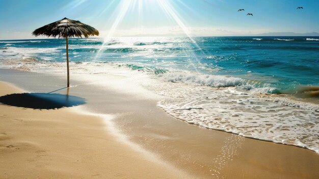 Une scène de plage paisible à la lumière du soleil