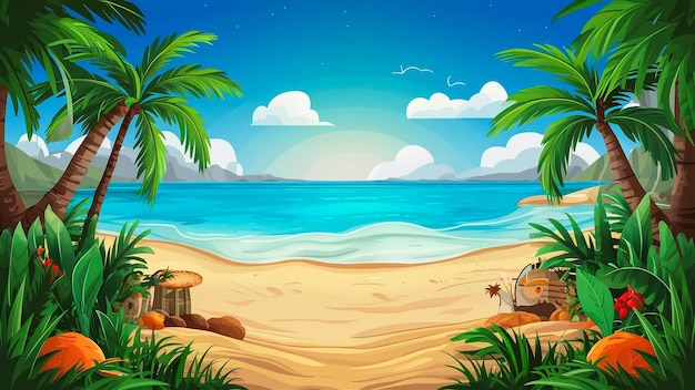 une scène de plage avec une scène de plaine et une scène de platge avec une scene de plage