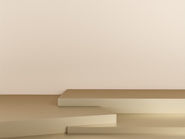 Scène avec podium de couleur beige pour une présentation de maquette dans un style minimaliste avec espace de copie, conception d'arrière-plan abstrait de rendu 3d