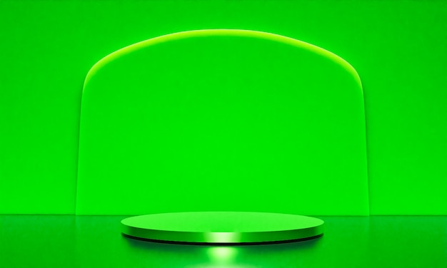 Scène avec podium de couleur verte pour une présentation de maquette dans un style minimaliste avec espace de copie, conception d'arrière-plan abstrait de rendu 3d