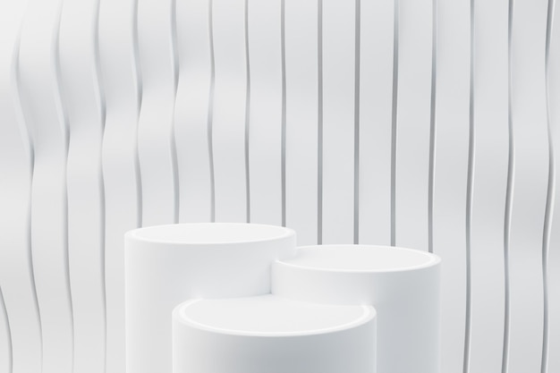 Photo scène de podium dans une composition blanche abstraite réaliste pour la présentation de l'affichage du produit rendu 3d