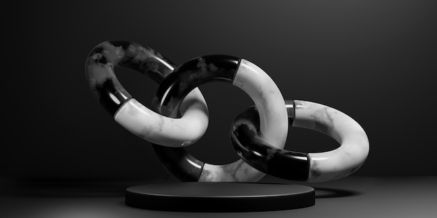 Scène de podium élégante géométrique abstraite en noir et blanc pour la présentation du produit. illustration 3D