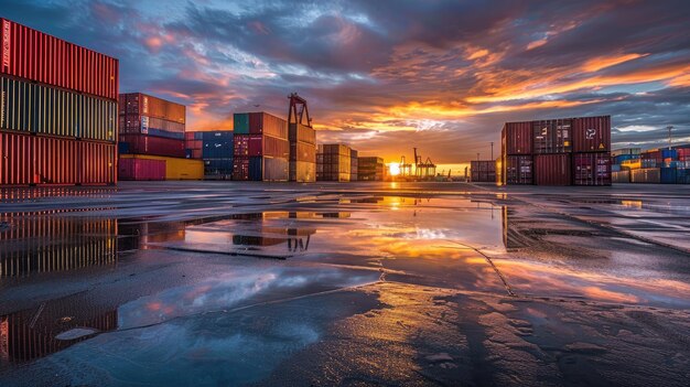 Photo une scène portuaire animée