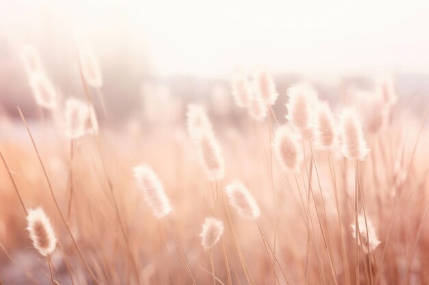 Une scène de printemps tranquille avec de l'herbe douce et des fleurs