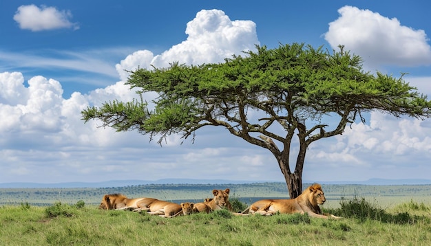 Photo une scène puissante d'une fierté de lions africains