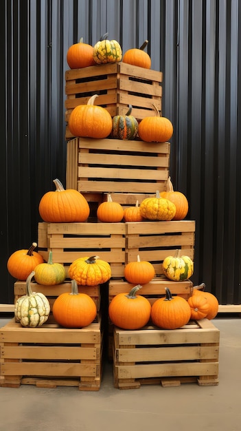 scène de récolte de citrouilles d'automne