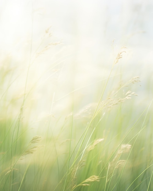 Une scène de rêve affichant un fond léger doux et éthérique d'une prairie couverte de brume.