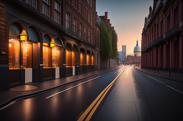 Une scène de rue de Londres avec un bâtiment et une rue