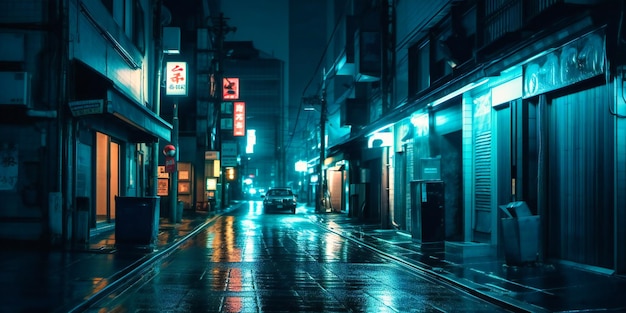 Une scène de rue la nuit dans une ville