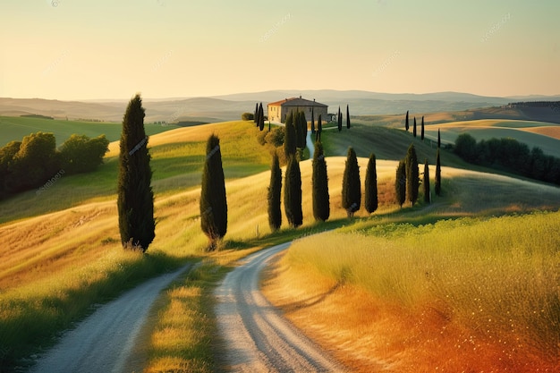 Scène rurale en Toscane, en Italie, un jour d'automne