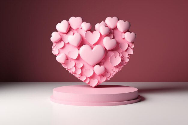 Scène de la Saint-Valentin avec un coeur rose, idéal pour les cartes de vœux
