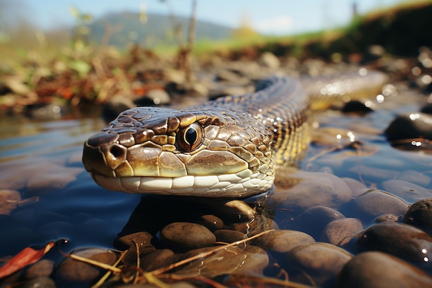 Scène serpentine Serpent dans la rivière