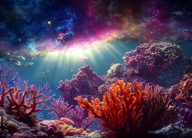 Une scène sous-marine d'une ai générative de récif corallien coloré