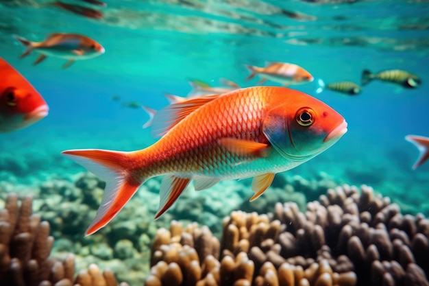 Scène sous-marine vibrante dans l'illustration générative de l'IA de la grande barrière de corail