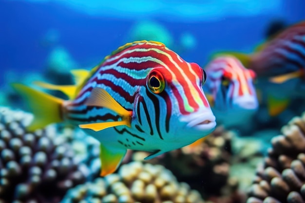 Scène sous-marine vibrante dans l'illustration générative de l'IA de la grande barrière de corail