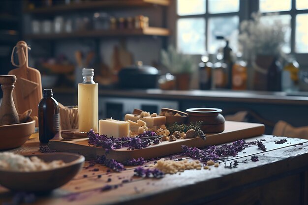 Photo la scène des spas rustiques se déroule