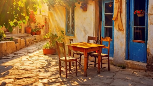 Scène de table et de chaises en plein air de relaxation Alco Fresco