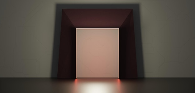 Photo scène technologique arrière-plan laser illustration 3d de la pièce éclairée au néon