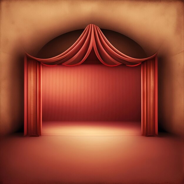 Une scène de théâtre vide avec des rideaux de velours rouge illustration 3D Arrière-plan