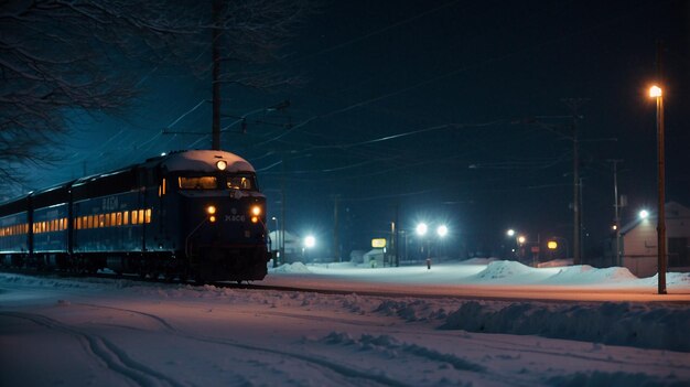 Scène de train d'hiver