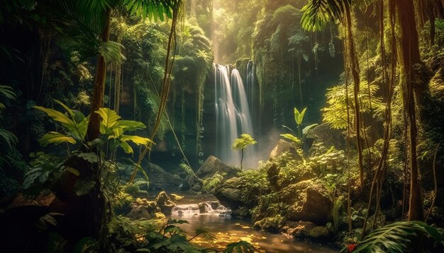 Photo scène tranquille d'une beauté de la forêt tropicale générée par l'ia