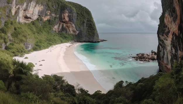 La scène tranquille du bord de la falaise surplombant le paysage marin généré par l'IA