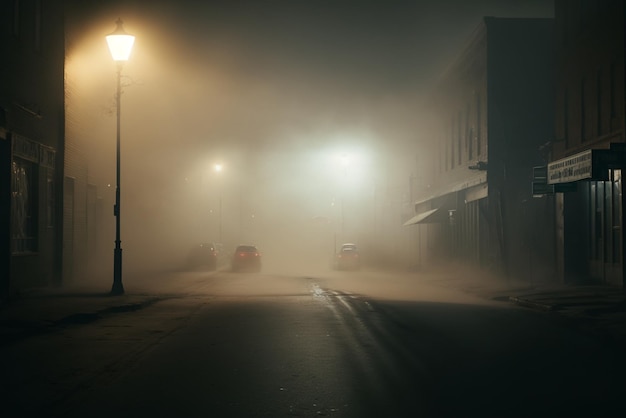 Scène urbaine désolée Une rue calme et inhabitée au milieu de la nuit Isolement de la solitude