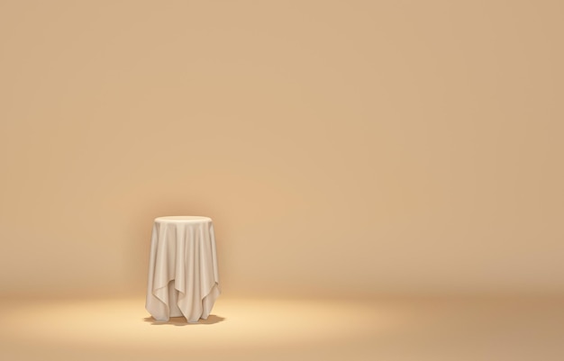 Scène de vitrine minimale moderne avec podium vide pour la présentation du produit Table avec tissu beige