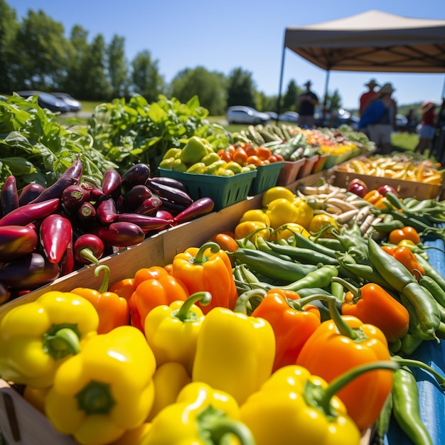 Photo scènes du marché du week-end avec divers vendeurs